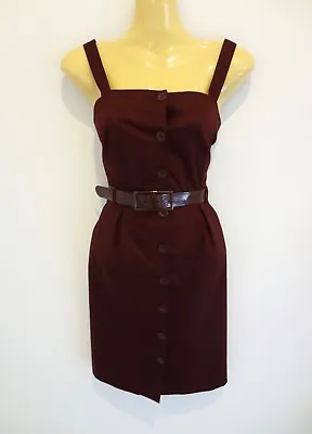 $49.90 • Buy Stunning Burgundy Satinised Cotton Tailored Dress For Any Occasion! Sz12 NWOT