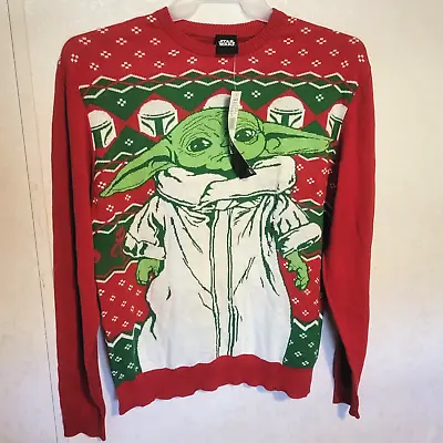 $49.99 • Buy Womens Star Wars Mandalorian Christmas Sweater Star Wars Baby Yoda Sz L NWT