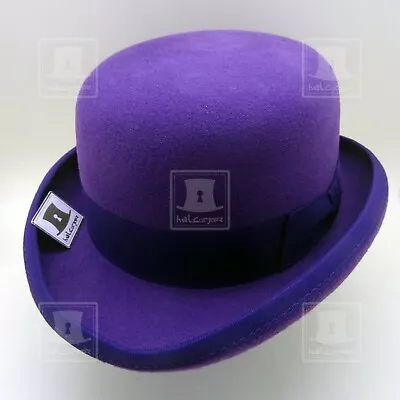 CLASSIC Wool Felt Men Bowler Hat Billycock Women Derby Gangster | 61cm | Purple • $66