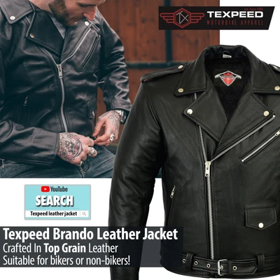 $92.32 • Buy Leather Brando Motorbike Jacket Marlon Biker Motorcycle With Genuine CE Armour