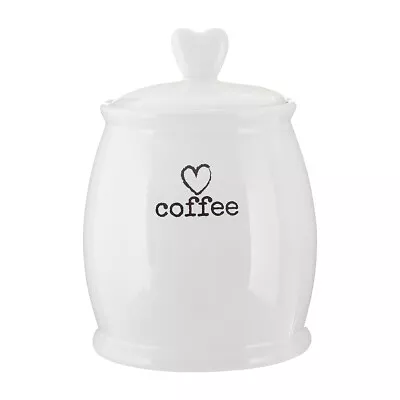 Charm Coffee Canister White Ceramic Heart Kitchen Storage Jar Container Stylish • £15.40