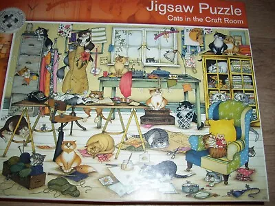 Linda Jane Smith Jigsaw.Crazy Cats ....In The Craft Room. 1000 Pieces.49 X 69 Cm • £8.99