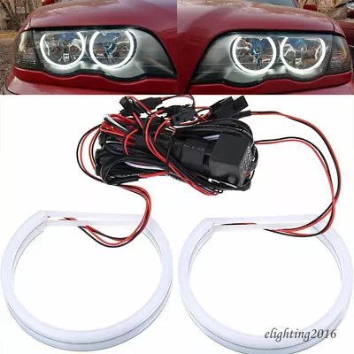 Halogen Headlight Cotton SMD LED Angel Eyes Halo Rings For BMW E46 Non Projector • $36.96