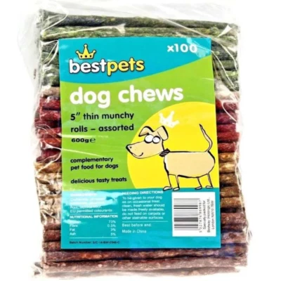 £9.49 • Buy DOG TREATS CHEWS Munchy Rolls Thin X 100. 5  Long Approx. 600g. Best Pets