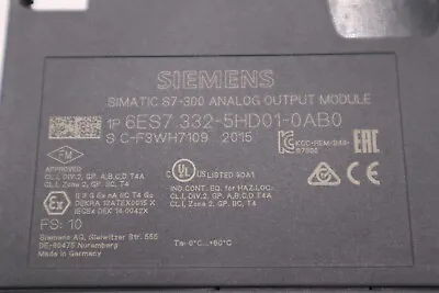 Siemens 6ES7 332-5HD01-0AB0 SIMATIC S7-300 Analog Output Module STOCK B-1660 • $60