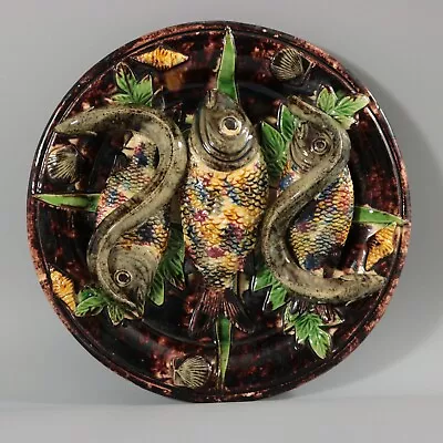 Mafra Palissy Majolica Fishes And Eels Wall Plate • £1240