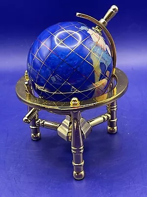 Unique Art 6-Inch Mini Blue Gemstone World Globe With Gold Tripod Office • $49.95