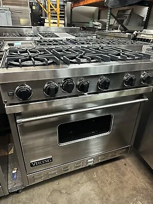 Viking 36”  Stainless Steel Gas Range 6 Open Burners Huge Oven Broil Convection  • $3999