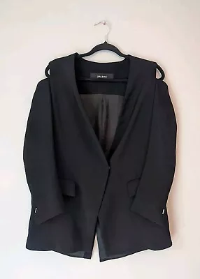 Zara Women's Cold Shoulder Blazer Jacket Black Textured Size Small • $33.99