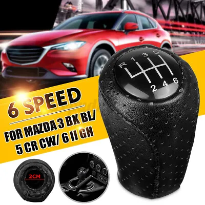 6 Speed Gear Stick Shift Knob Shifter PU Leather For Mazda 3 5 6 CX-7 MX-5 CX7 • $19.79