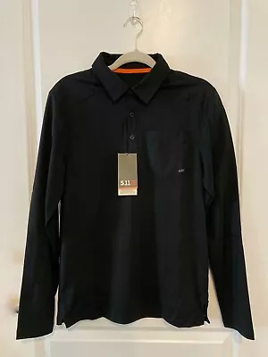 5.11 Tactical Mens Artillery Long Sleeve Polo With Pen Pocket Style 72125 Black • $45