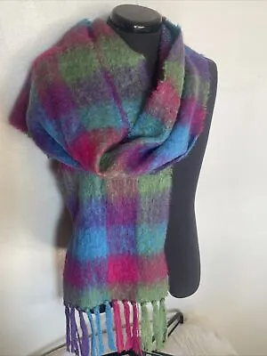 Donegal Designs Rainbow Mohair Wool Scarf Fringe Ireland Irish Wear 72” • $37.99