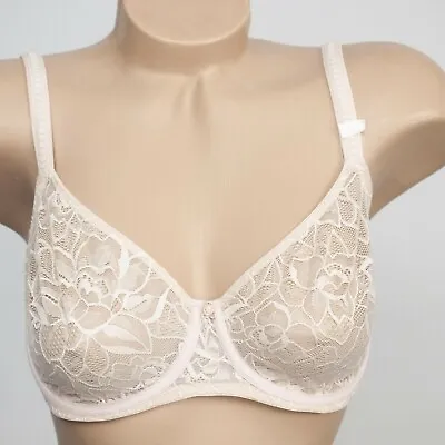 £18.99 • Buy Felina Bra 32E Nude Floral Lace Full Cup Non Padded Beige Ex