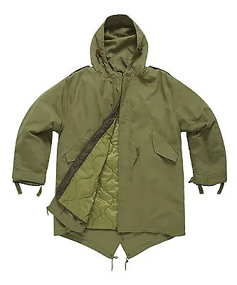 M51 Vintage Retro Fishtail Parka With Quilted Liner Sizes XS-3XL Black OD Green • £79.95