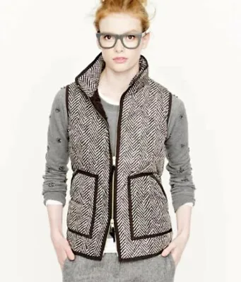 XS J.Crew Excursion Herringbone Quilted Down Black Beige Lightweight Vest • $13