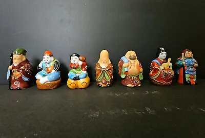 Vintage Japanese Kutani Seven Lucky Gods Moriage Porcelain Figurines 7 Immortals • $49