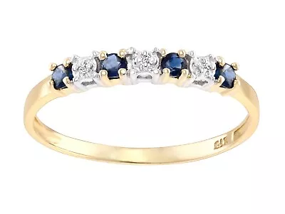 9ct Yellow Gold Blue Sapphire & Diamond Eternity Ring - Size J To S • £89.95