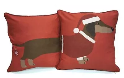 Long Sausage Dog Christmas Dachshund Cushion Cover • £7.99