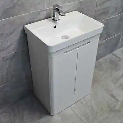 Ross Curved Vanity Basin Sink Unit - Gloss White - 550mm + 700mm With Tap Option • £249.99