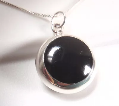 Reversible Mother Of Pearl And Simulated Black Onyx 925 Sterling Silver Pendant • $12.99