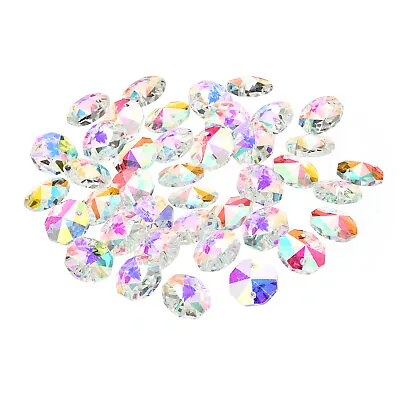 £7.03 • Buy 40Pcs 14mm Crystal Octagon Beads Chandelier Parts Hanging Beads Rainbow Color