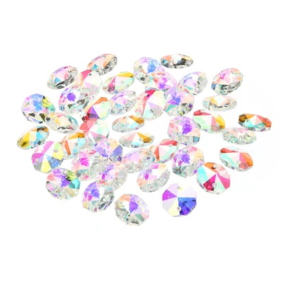 40Pcs 14mm Crystal Octagon Beads Chandelier Parts Hanging Beads Rainbow Color • £7.32