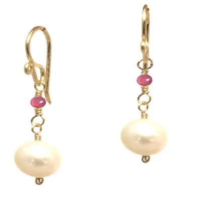 Ivory Freshwater Pearl Linked Earring- Your Choice Of Rondelle - USA Handcrafted • $28