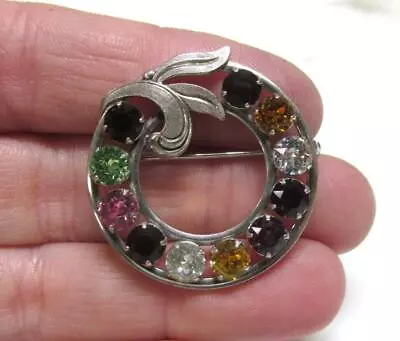 Vintage Van Dell Sterling Silver Multi-Stone Brooch ~ 6.7grams ~ 10-K645 • $24.99