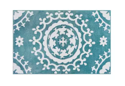 Mohawk 2x4 Teal-ivory Medallion Coastal Machine Washable Throw Rug 30'' X 46'' • $31.99