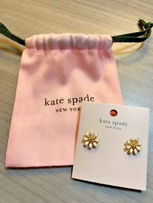 NWT Kate Spade New York Gold White Flower Earrings W/ DUSTBAG • $19.99