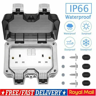 £11.99 • Buy Waterproof Outdoor Double Pole Switched Socket Box IP66  External Safe UK Plug