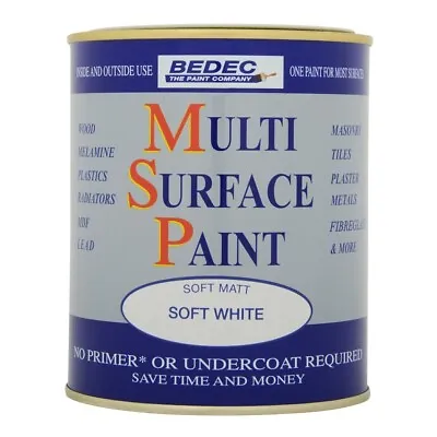 Bedec Multi Surface Paint Soft Matt White 750ml Tiles / UPVC / Walls No Primer • £21.60