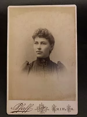 Antique Cabinet Card Photo Lovely Lady In Black Erie Pennsylvania PA 1880s • $9.95