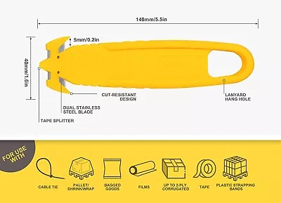 Tovia Safety Knife Cutter Yellow - Safety Box Knife • £5.99