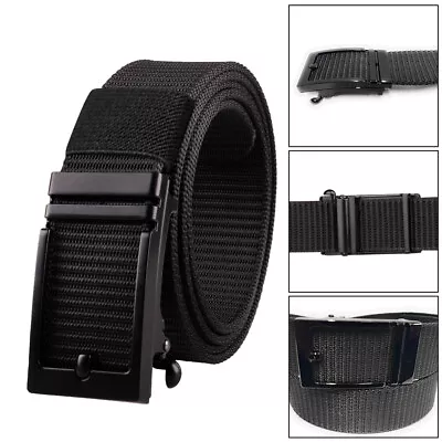 Tactical Men Nylon Belt Automatic Buckle With Slide Ratchet Belts Waist For Men • $12.98
