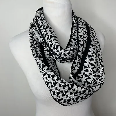 Michael Kors Women's Knit Infinity Scarf MK Logo Monogram Black/White • $10