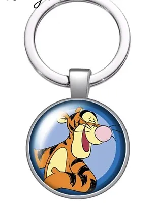 £3.95 • Buy Disney Tigger Blue Round Silver Metal Keyring Gift Winnie The Pooh