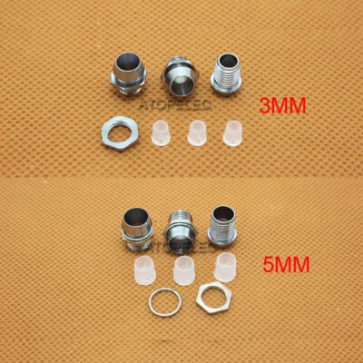 $2.84 • Buy 10-50pcs 3MM / 5MM Chromed Copper Metal LED Holder With Nut Bezel Panel Mount