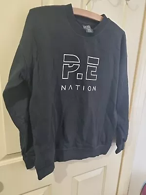 PE Nation Heads Up Sweater Relaxed Fit Jumper Crew Sweatshirt Black Size S • $25