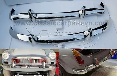 MGB Bumpers Without Rubber On Over Riders By Stainless Steel NEW • $684