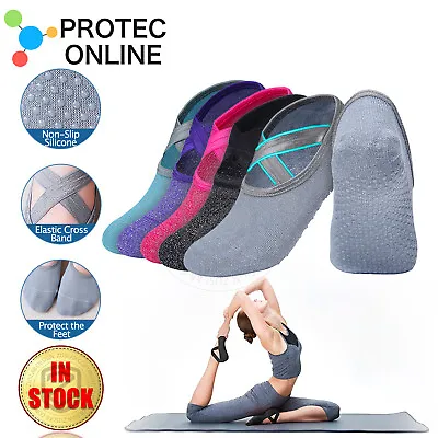$7.95 • Buy Yoga Socks Non Slip Pilates Massage Ballet Socks With Grip Exercise Cotton Gym 