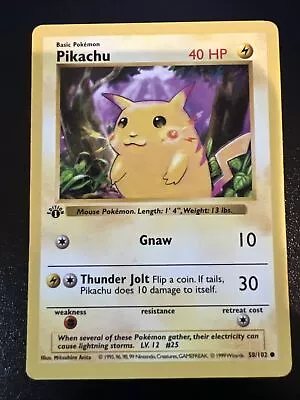 1st Edition Pikachu (Red Cheeks) Shadowless 58/102 1999 Pokemon Base Set • $72