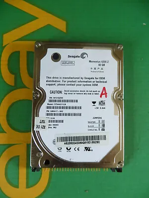 £22.70 • Buy Seagate 40GB IDE PATA 2.5  Laptop Hard Disk Drive HDD ST9402112A (I50-A)