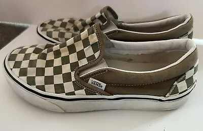 Unisex Vans Slip On Mens Womens  Checked Green Size 6.5men 8.5 Women’s Guc • $20