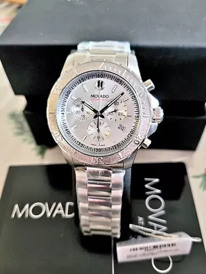 Brand New Movado Series 800 Chronograph Quartz Watch Silver Swiss Quartz 2600111 • $438.23