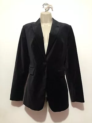 Marks & Spencer Tailored Velvet Single Breasted Blazer Jacket UK 10 Black • $55.48