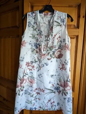 Marisa & Marie Made In Italy Linen Floral Dress Sleeveless Size Small New • $29.99