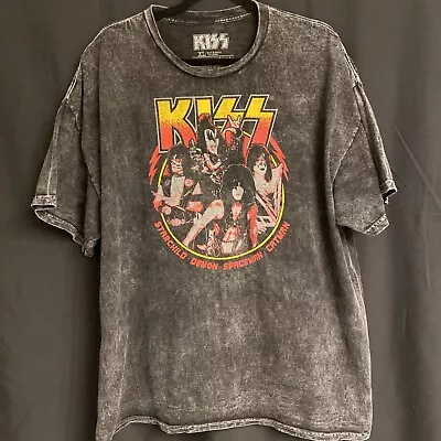 KISS Rock Band T-Shirt Adult Unisex XL Starchild Demon Spaceman Tye Dye Gray • $19