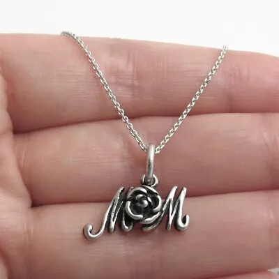 925 Sterling Silver Mom Rose Charm With Necklace • $23.27