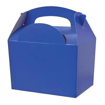 Blue Party Meal Boxes ~ Childrens Birthday Wedding Lunch Food Snack Gift Bag Box • £3.75